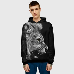 Толстовка-худи мужская Оскал льва, цвет: 3D-черный — фото 2
