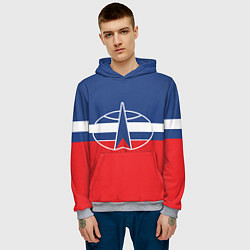 Толстовка-худи мужская Флаг космический войск РФ, цвет: 3D-меланж — фото 2
