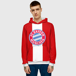 Толстовка-худи мужская Bayern FC: Red line, цвет: 3D-белый — фото 2