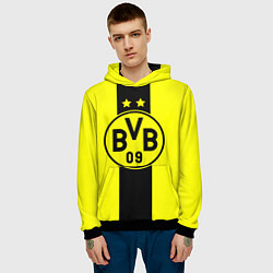 Толстовка-худи мужская BVB FC: Yellow line, цвет: 3D-черный — фото 2