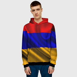 Толстовка-худи мужская Флаг Армения, цвет: 3D-черный — фото 2