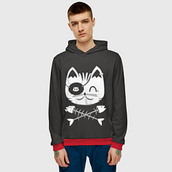 Толстовка-худи мужская Кот пират, цвет: 3D-красный — фото 2