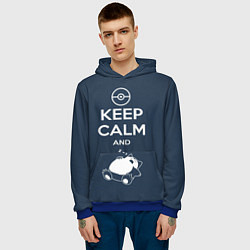 Толстовка-худи мужская Keep Calm & Squirtle, цвет: 3D-синий — фото 2