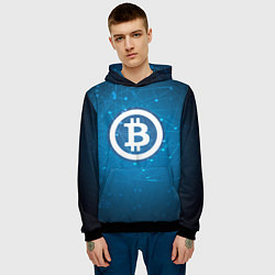 Толстовка-худи мужская Bitcoin Blue, цвет: 3D-черный — фото 2