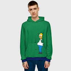 Толстовка-худи мужская Гомер в кустах, цвет: 3D-синий — фото 2