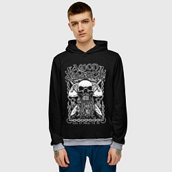 Толстовка-худи мужская Amon Amarth: Trio Skulls, цвет: 3D-меланж — фото 2