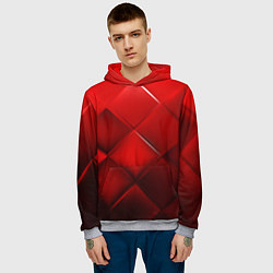 Толстовка-худи мужская Red squares, цвет: 3D-меланж — фото 2