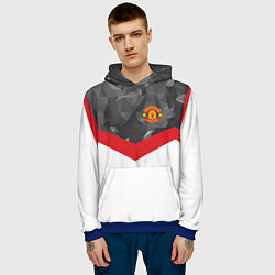 Толстовка-худи мужская Man United FC: Grey Polygons, цвет: 3D-синий — фото 2