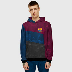 Толстовка-худи мужская FC Barcelona: Dark polygons, цвет: 3D-черный — фото 2