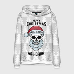Толстовка-худи мужская Череп Санта - тяжелое Рождество, цвет: 3D-белый