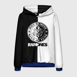 Толстовка-худи мужская Ramones B&W, цвет: 3D-синий