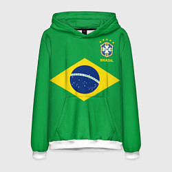 Толстовка-худи мужская Сборная Бразилии: зеленая, цвет: 3D-белый