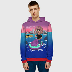 Толстовка-худи мужская Lil Pump on the water, цвет: 3D-красный — фото 2