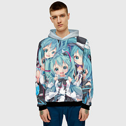 Толстовка-худи мужская Hatsune Miku, цвет: 3D-черный — фото 2