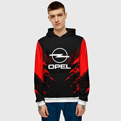 Толстовка-худи мужская Opel: Red Anger, цвет: 3D-белый — фото 2