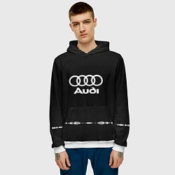 Толстовка-худи мужская Audi: Black Abstract, цвет: 3D-белый — фото 2