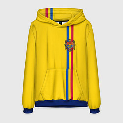 Толстовка-худи мужская Молдавия: лента с гербом, цвет: 3D-синий