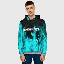 Толстовка-худи мужская R6S: Turquoise Flame, цвет: 3D-меланж — фото 2