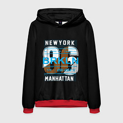 Толстовка-худи мужская New York: Manhattan 86 цвета 3D-красный — фото 1