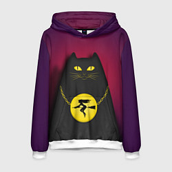 Толстовка-худи мужская Кот Бегемот, цвет: 3D-белый