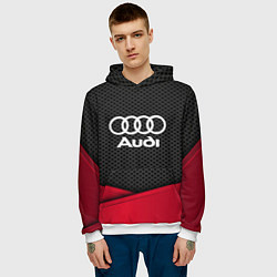 Толстовка-худи мужская Audi: Grey Carbon, цвет: 3D-белый — фото 2