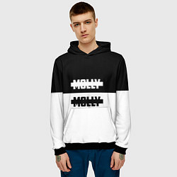 Толстовка-худи мужская Molly: Black & White, цвет: 3D-черный — фото 2