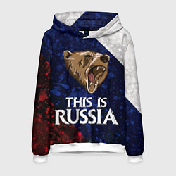 Толстовка-худи мужская Russia: Roaring Bear, цвет: 3D-белый