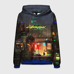Толстовка-худи мужская Cyberpunk 2077: Night City, цвет: 3D-синий