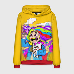 Толстовка-худи мужская 69 Rainbow, цвет: 3D-красный