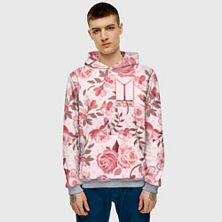 Толстовка-худи мужская BTS: Pink Roses, цвет: 3D-меланж — фото 2