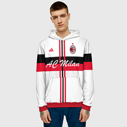 Толстовка-худи мужская AC Milan: White Form, цвет: 3D-красный — фото 2