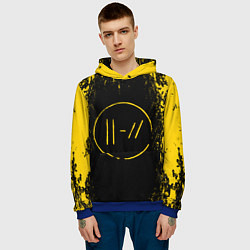 Толстовка-худи мужская 21 Pilots: Yellow & Black, цвет: 3D-синий — фото 2