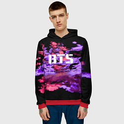 Толстовка-худи мужская BTS: Black & Pink, цвет: 3D-красный — фото 2