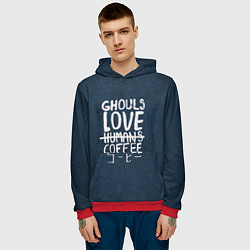 Толстовка-худи мужская Ghouls Love Coffee, цвет: 3D-красный — фото 2