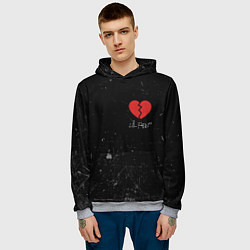 Толстовка-худи мужская Lil Peep: Broken Heart, цвет: 3D-меланж — фото 2