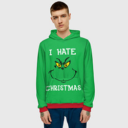 Толстовка-худи мужская I hate christmas, цвет: 3D-красный — фото 2