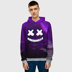 Толстовка-худи мужская Marshmello: Violet Glitch, цвет: 3D-меланж — фото 2