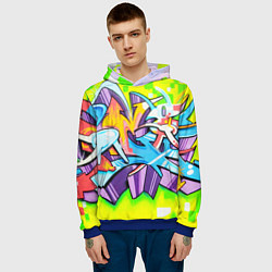 Толстовка-худи мужская Неоновая кислота, цвет: 3D-синий — фото 2