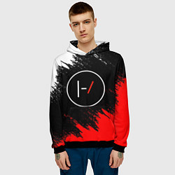 Толстовка-худи мужская 21 Pilots: Black & Red, цвет: 3D-черный — фото 2