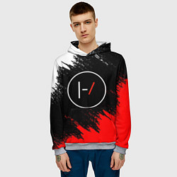 Толстовка-худи мужская 21 Pilots: Black & Red, цвет: 3D-меланж — фото 2