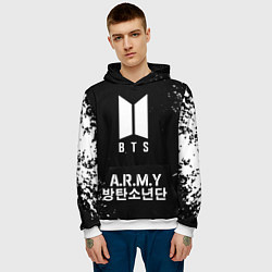 Толстовка-худи мужская BTS ARMY, цвет: 3D-белый — фото 2