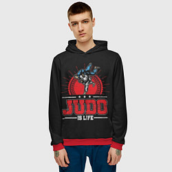Толстовка-худи мужская Judo is life, цвет: 3D-красный — фото 2