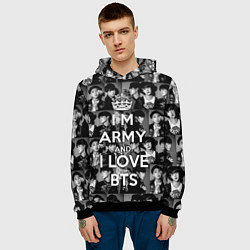 Толстовка-худи мужская I am army and I lover BTS, цвет: 3D-черный — фото 2