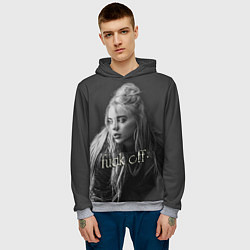 Толстовка-худи мужская Billie Eilish fak off, цвет: 3D-меланж — фото 2