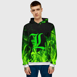 Толстовка-худи мужская L letter flame, цвет: 3D-белый — фото 2