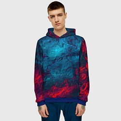 Толстовка-худи мужская Blue and Red abstract, цвет: 3D-синий — фото 2