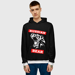 Толстовка-худи мужская RUSSIAN BEAR - WILD POWER, цвет: 3D-белый — фото 2