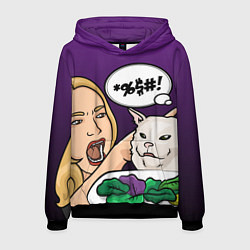 Толстовка-худи мужская Woman yelling at a cat, цвет: 3D-черный