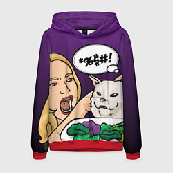 Толстовка-худи мужская Woman yelling at a cat, цвет: 3D-красный