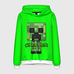 Толстовка-худи мужская MINECRAFT CREEPER, цвет: 3D-белый